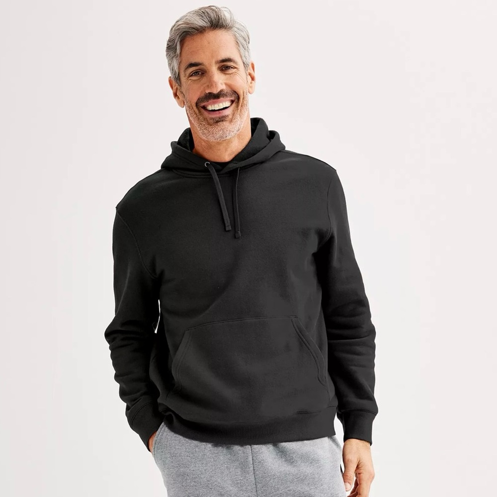 Tek Gear Ultrasoft Fleece Hoodie Ribbed Black Unisex Size Medium